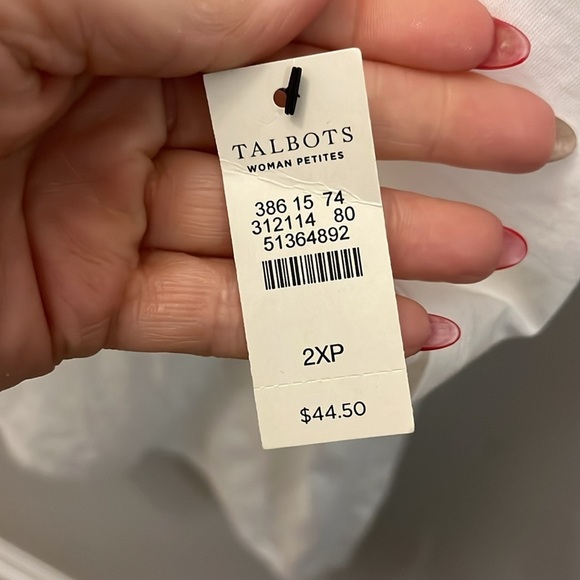 Two 2 Scalloped Neck Tee Shirts 100% Pima Cotton Size 2X White NWT Striped Green - Picture 7 of 12